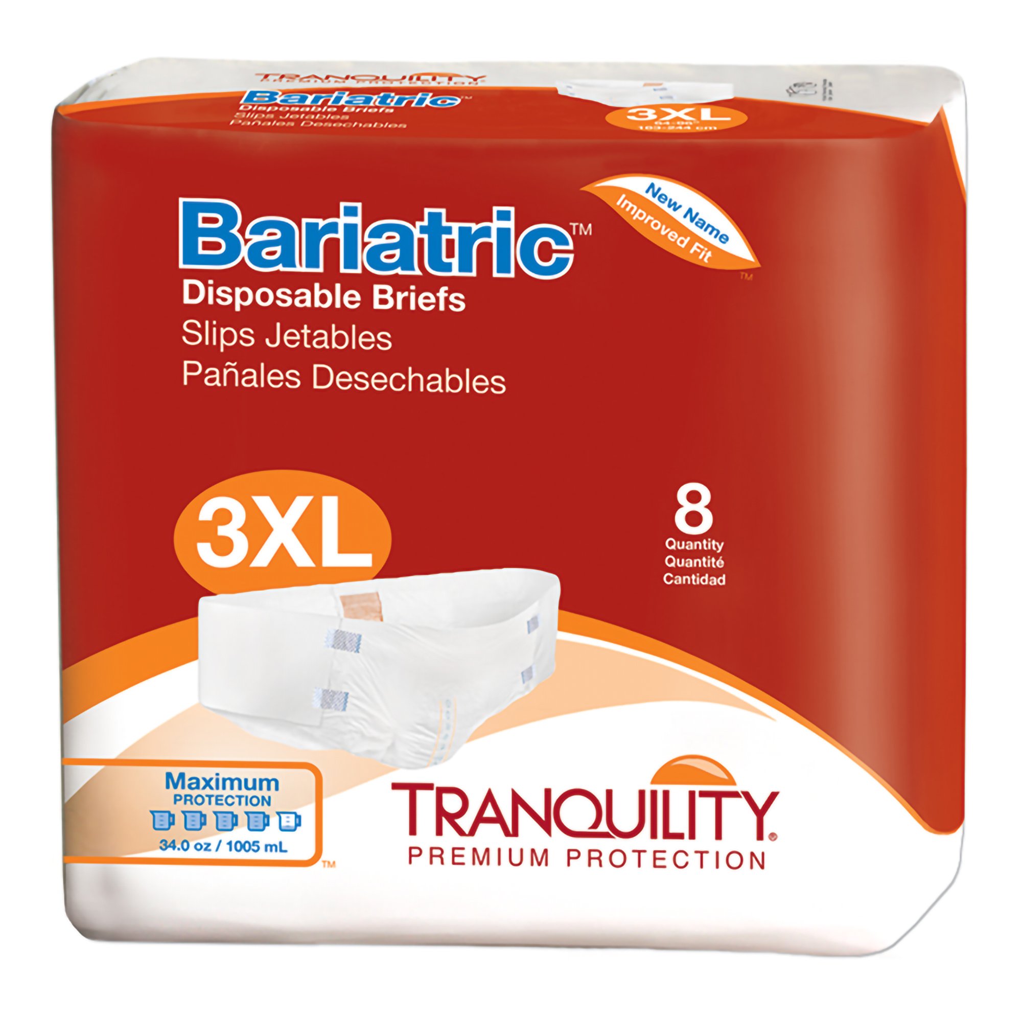 Brief Unisex Adult Incontinence Brief Tranquility® Bariatric 3X-Large Disposable Heavy Absorbency (8/BG 4BG/CS 30CS/PLT) by Principle Business Enterprises  ID 2190